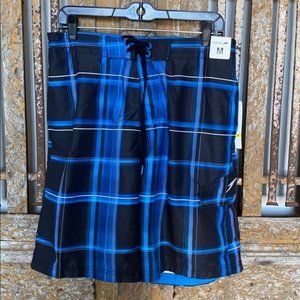 SPEEDO BLUE PLAID CARGO SWIM SHORTS M (NEW Unused